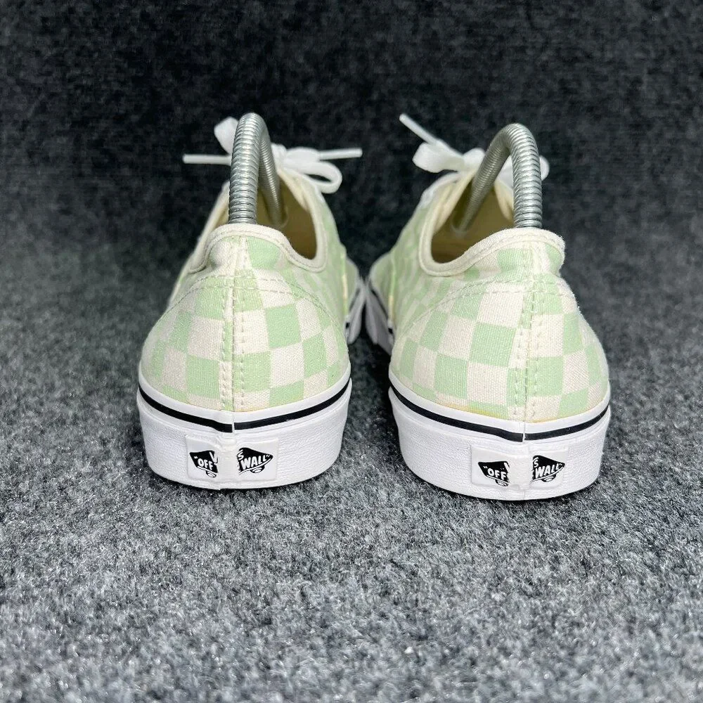 Vans Authentic Shoes Women's 10.5 Off White Mint Green Checkerboard Low Sneakers